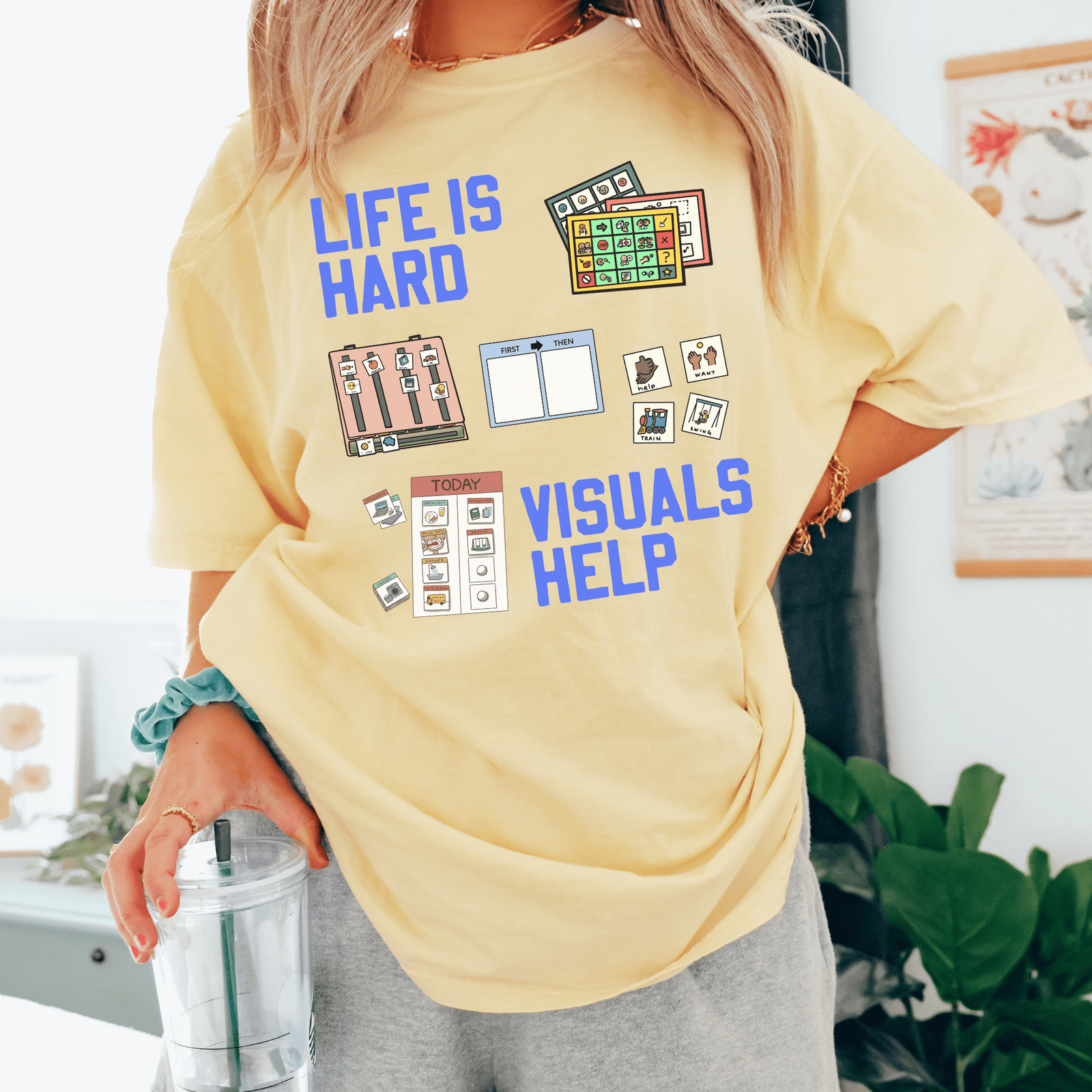 Life Is Hard. Visuals Help. Tee | AAC & Autism Support Shirt