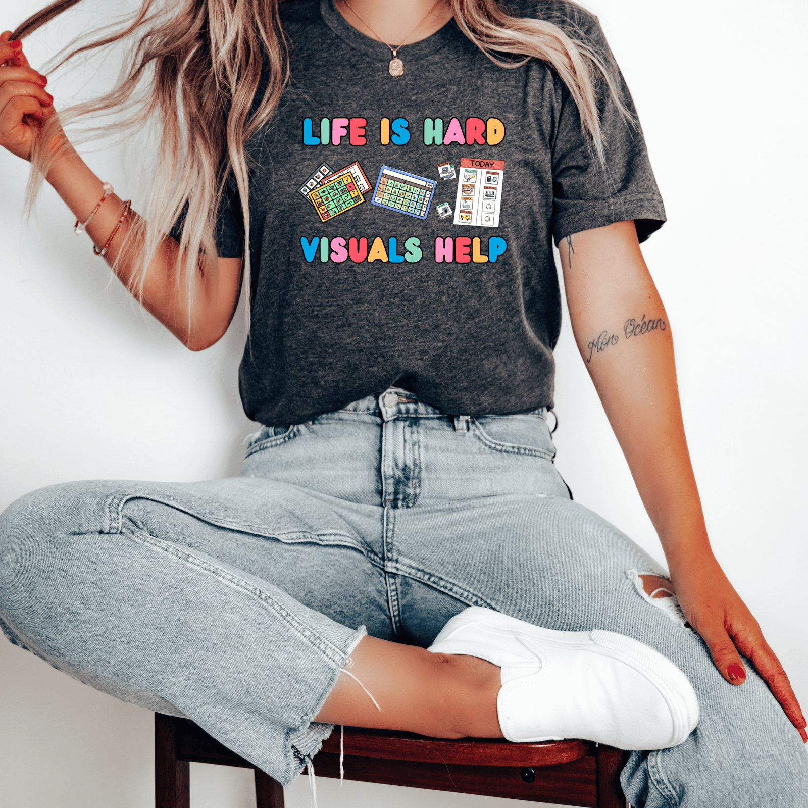 Life Is Hard, Visuals Help Tee | Advocate for Autism Shirts