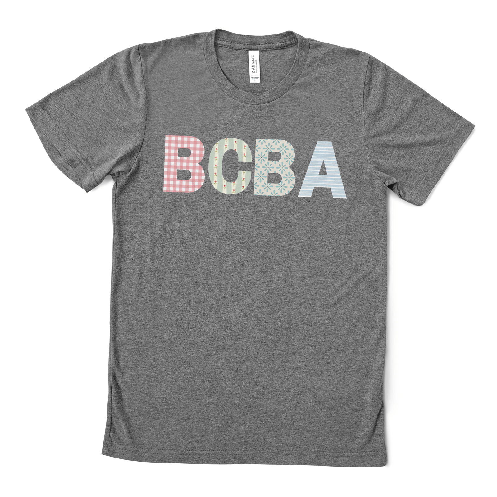 BCBA Patch Letters Tee | Floral & Gingham Board Certified Behavior Analyst Shirt